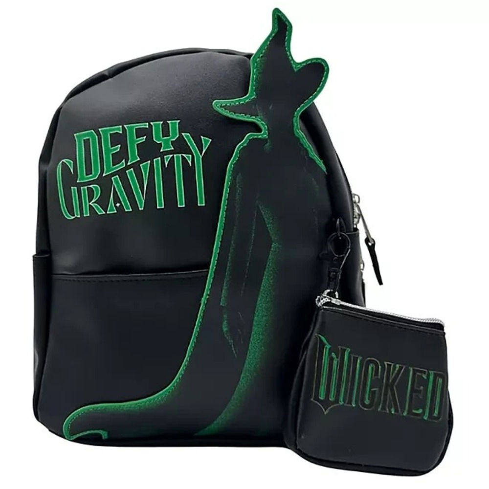 Wicked Defy Gravity Mini Backpack with Coin Purse Black Green PU Pebble 118976